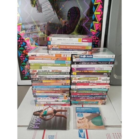 Lot Of 47 Ulimate Workout Lot Of Dvds Pilates Yoga Abs Core + More!~ Trl4#192